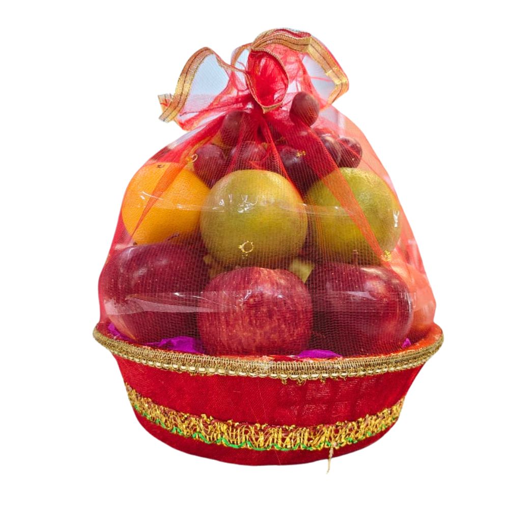 Fruit Basket (5 KG) Pomegranate, Nakh Kashmiri, Grapes Red, Mosambi, Apple, Malta
